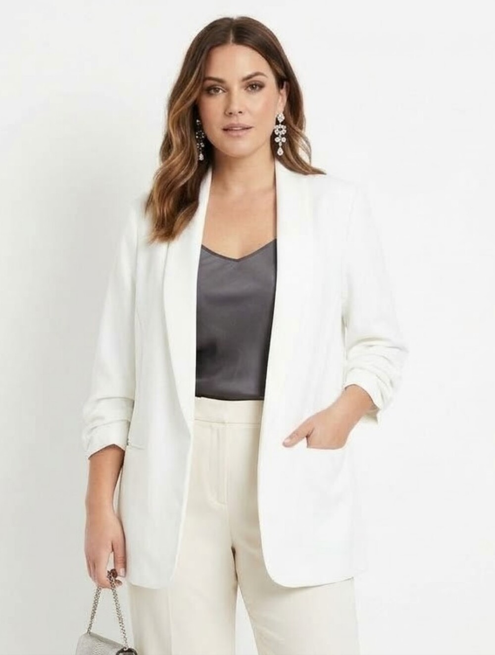 Women's Cream Open-Front Blazer Jacket XXL